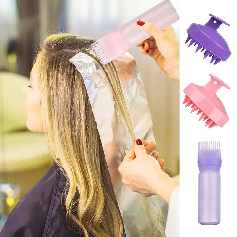 

Root Comb Applicator Bottle Hair Dye Brush Dispenser Portable Hair Tool Applicator Brush Bottle for Shampooing Cleansing Pet