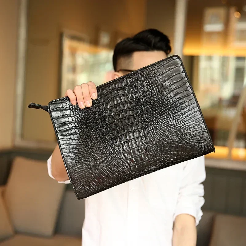 

Clutch Crocodile Luxury Bags Business Bag Male Fashion Men Wallet Envelope Soft Pattern Leather IPad Designer Handbags Brand Bag