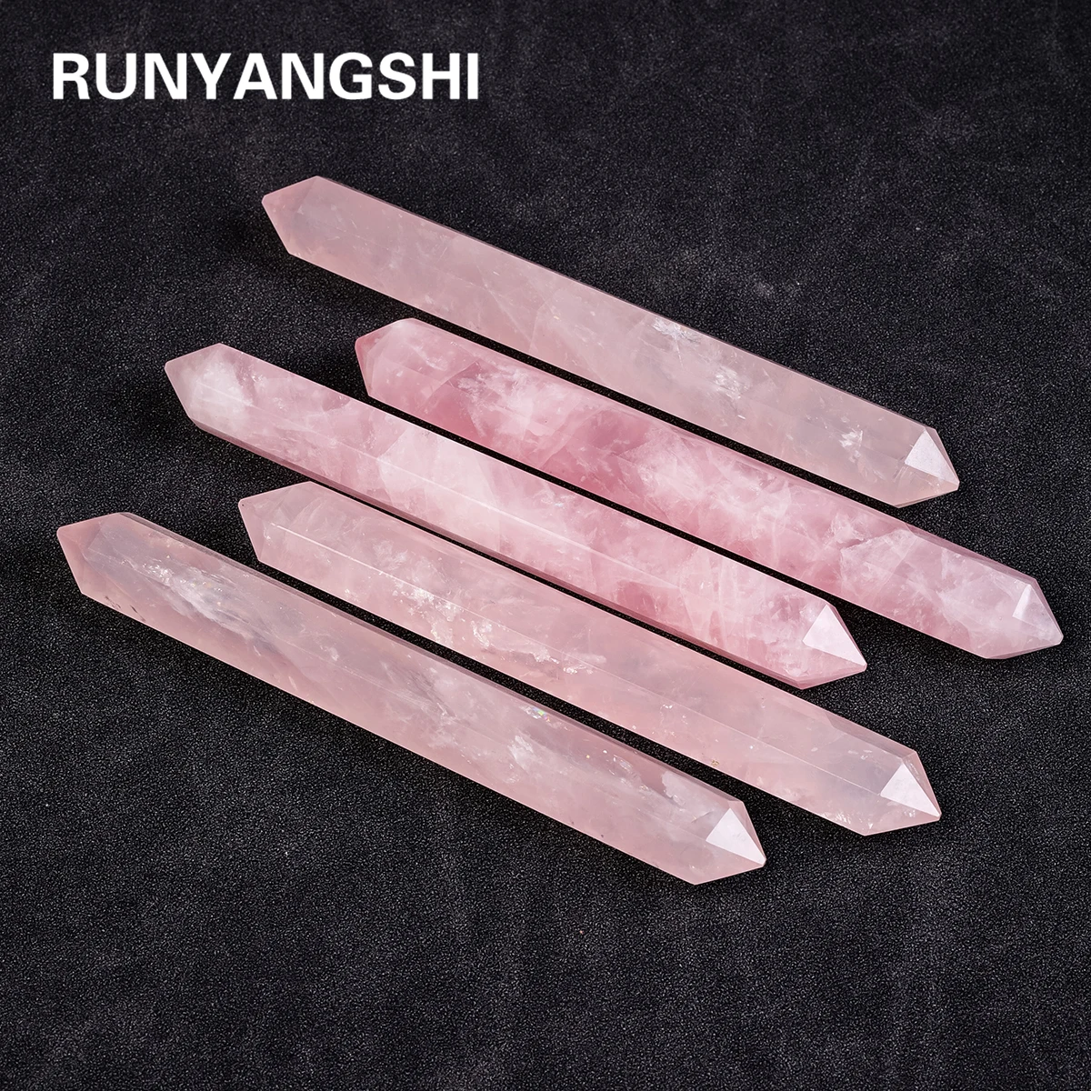 1PC Natural Pink Crystals Rose Quartz Healing Crystal Double Terminated Point Faceted Prism Reiki Stone Figurine