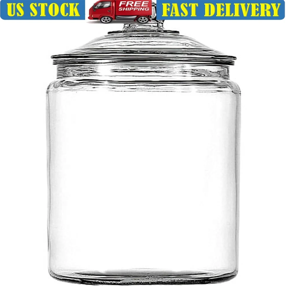 2 Gallon Glass Storage Jar with Lid - Wide Mouth Food Container for Dry Goods Candy Cookies Flour Rice Coffee Spices