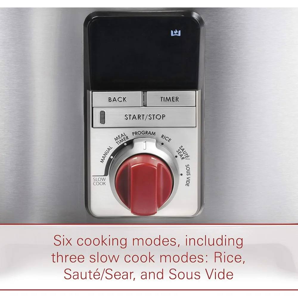 Programmable 6-in-1 Multi Cooker with Temperature Probe, 7 qrt, Slow Cook, Rice, Saut&eacute;, Sear, Sous Vide, Stainless Steel