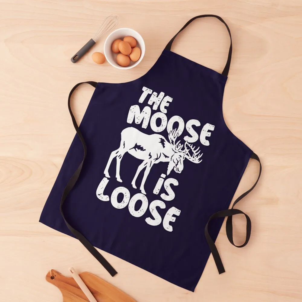

Funny Bull Moose Pun The Moose is Loose Apron Chef Uniform kitchen clothes Apron