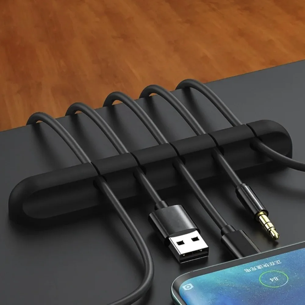 New Cable Organizer Management Wire Holder Flexible USB Cable Winder Tidy Silicone Clips For Mouse Keyboard Earphone Protector 2