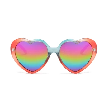 2024 맞춤형 자외선 차단 편광 선글라스, 드림 그라데이션 피치 하트 선글라스, 다채로운 무지개 디자인 상품 이미지