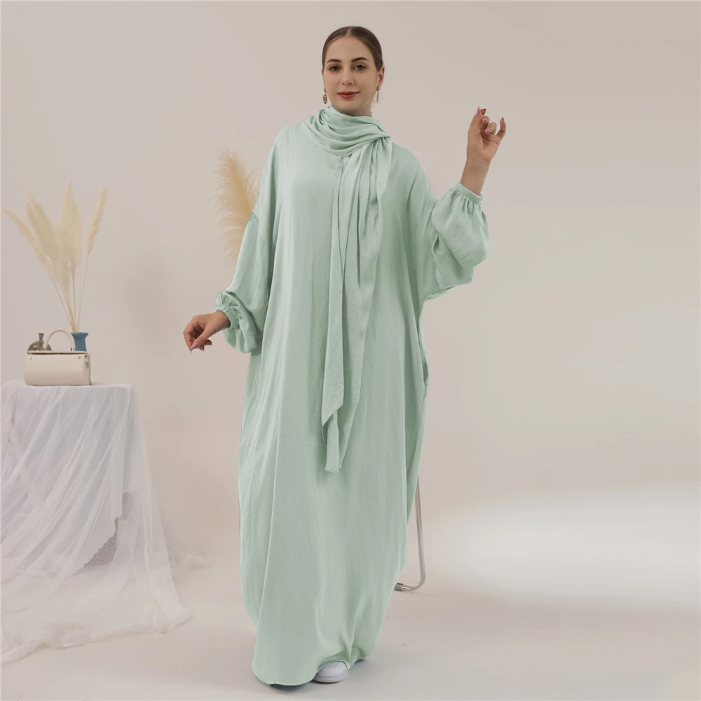 

Islamic Abayas Hooded Abaya Women Muslim Maxi Dress with Scarf Hijab Kaftan Turkey Dubai Robe Prayer Garment Modest Caftan Gown