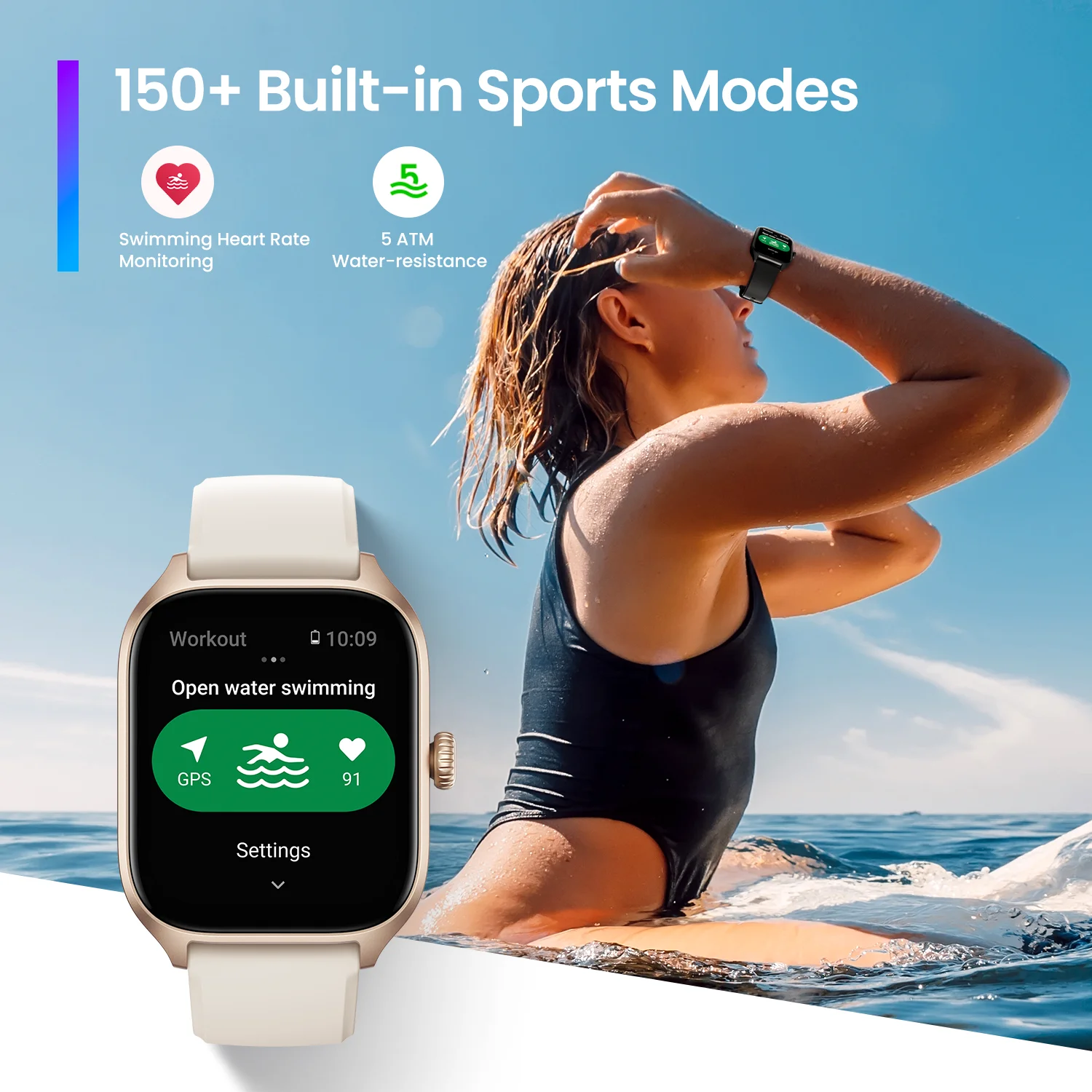 Amazfit – montre connectée GTS 4 pour Android et IOS, avec 150 Modes de sport intégrés, autonomie de la batterie de 8 jours, Alexa, nouveau