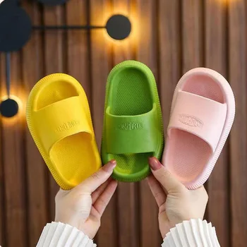 어린이 솔리드 컬러 슬리퍼, 부드럽고 통기성 있는 미끄럼 방지 귀여운 유아 슬리퍼, 집/욕실/해변/어린이 슬리퍼, 남아/여아용
