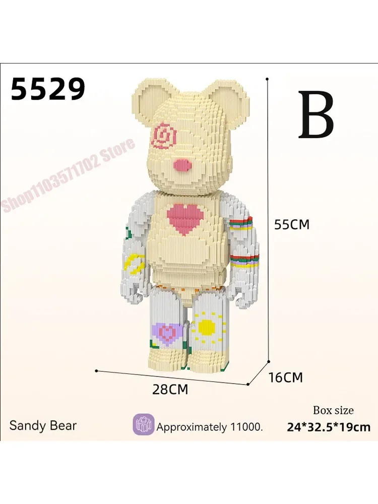 

Cartoon MOC Big Mega Bearbrick Violent Bear Gloomy Bear Micro Model 13500PCS Miniature Building Blocks Brick Puzzle Toys GiftCar