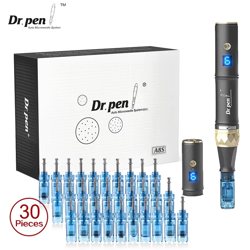 Dr. pen Original A8S Wireless Derma Pen Skin Microneedling Pen Professional with 30 Needles Cartidges Micro Needles Skin Care