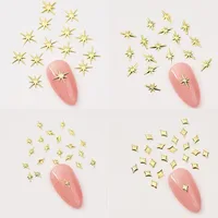 100pcs Random Mix Nail Rivet Studs Gold/Silver Stars Light Nail Art Charms Asterism Starlight Accessories Manicure Supplies 2