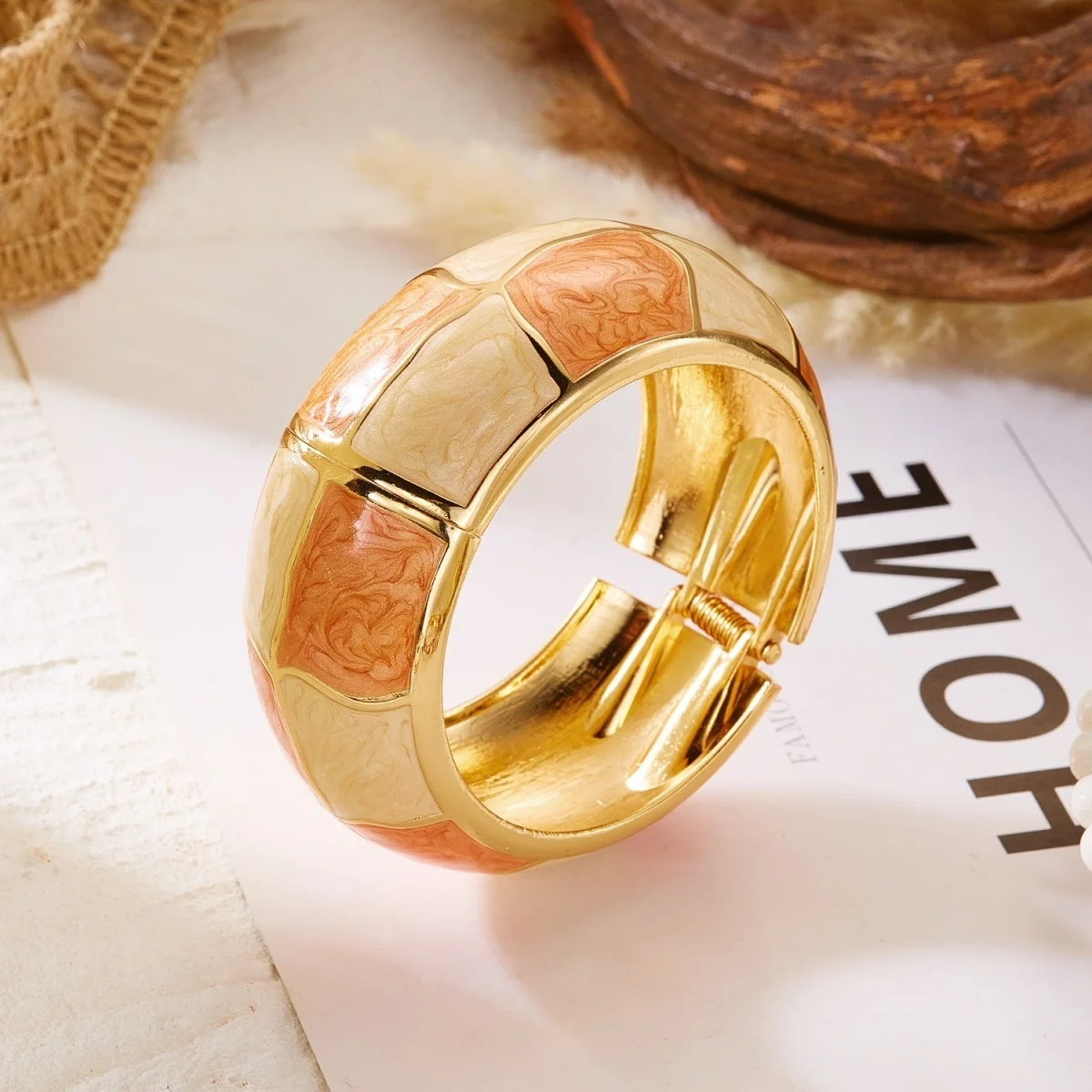 Vintage Emaille Unregelmäßige Bambusgelenk-Armbänder für Damen und Herren Punk Bunte Öltropfen Geometrische Manschetten-Armreifen Modeschmuck – Detail 13