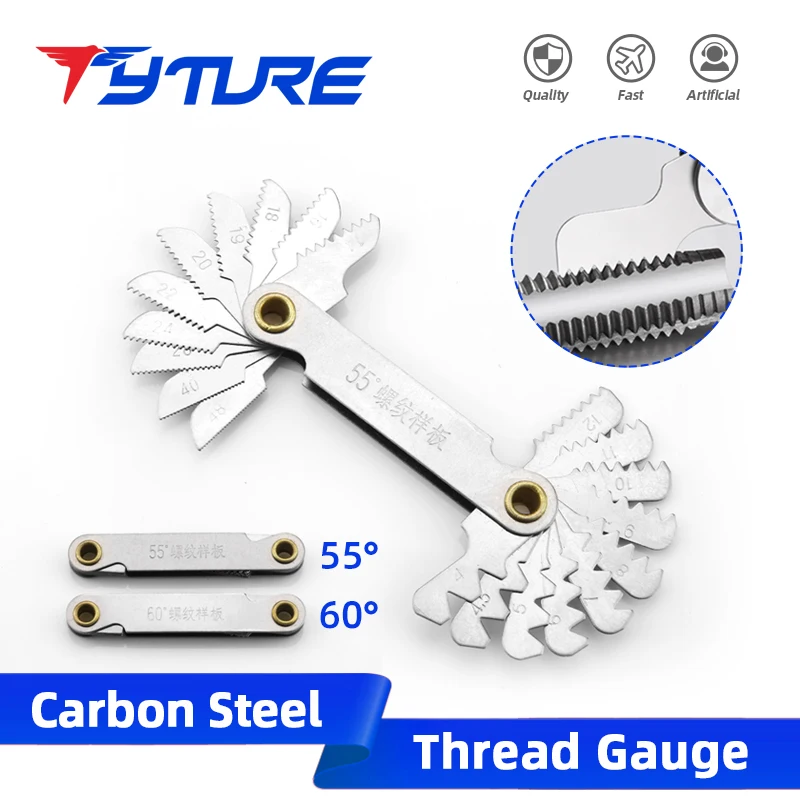 55/60 Degree Thread Plug Gauge Metric Imperial Gear Tooth Screw Pitch Gauge Carbon Steel Measuring Tool Tap Thread Measurement thread plug gauge