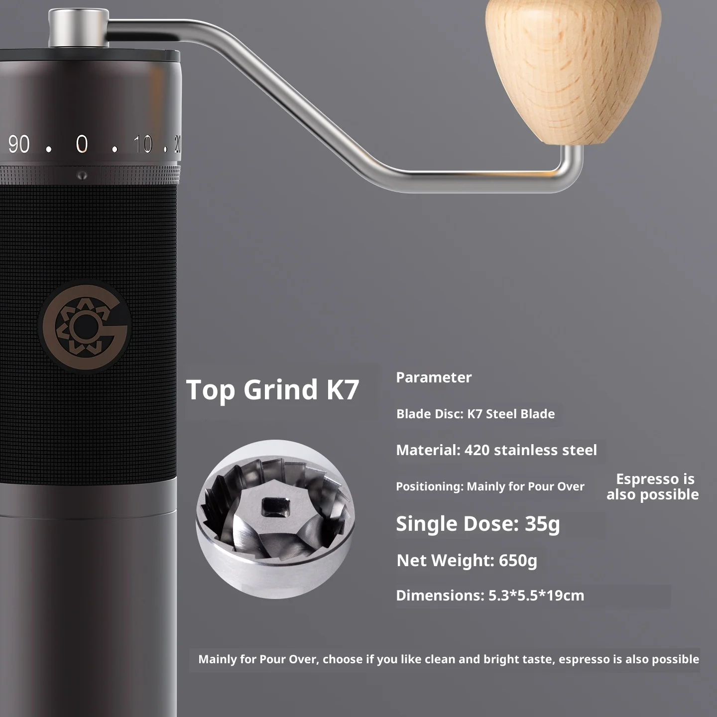 IN Stock Kingrinder K6/K7 Coffee Bean Hand Grinder Stainless Steel