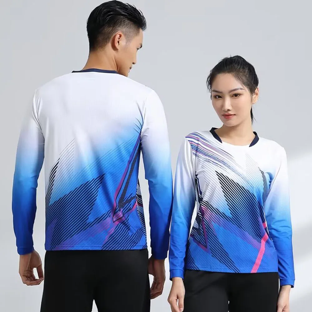 Quick Dry Print Long Sleeve Tennis Shirt Badminton Uniform Tops Korean Volleyball Teable Tennis T-shirt Jersey