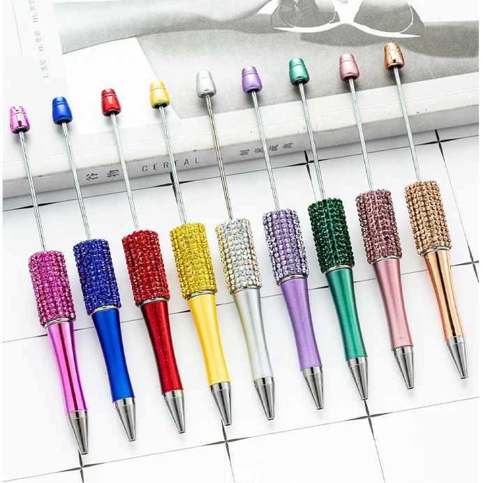 10pcs valentine s day heart beaded ballpoint pen diy beadable pens for writing student pen office school supplies 13pc DIY Handmade Sticking Diamond Beaded Ballpoint Pen Stationery Student Gift Beadable Pens for Writing School Office Supplies