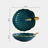 European Classical Ceramic Phnom Penh Leaf Fruit Tray Home Living Room Dim Sum Candy Snack Tray Modern High-value Dessert Bowl 6