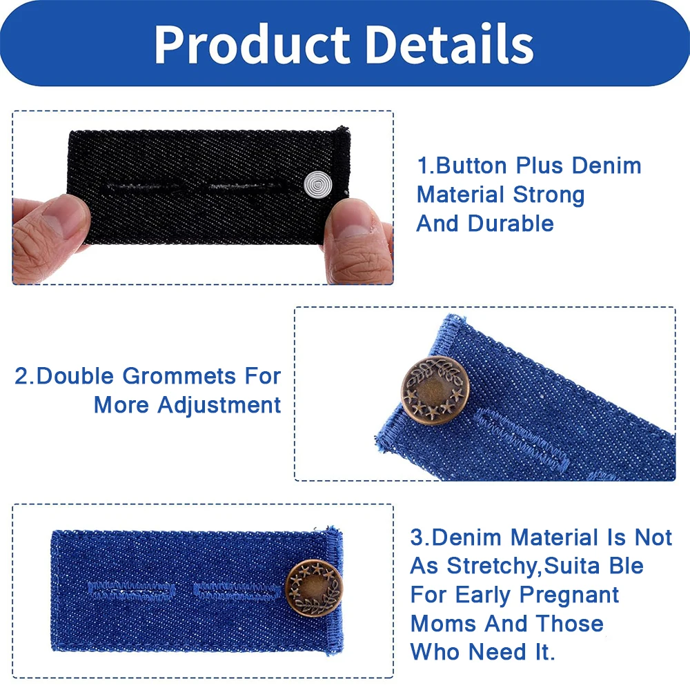 Denim Waist Extender Buttons For Pant Long Buckle Hook Stretch Adjustment Waist Buckle Extension Quilting Supplies 4
