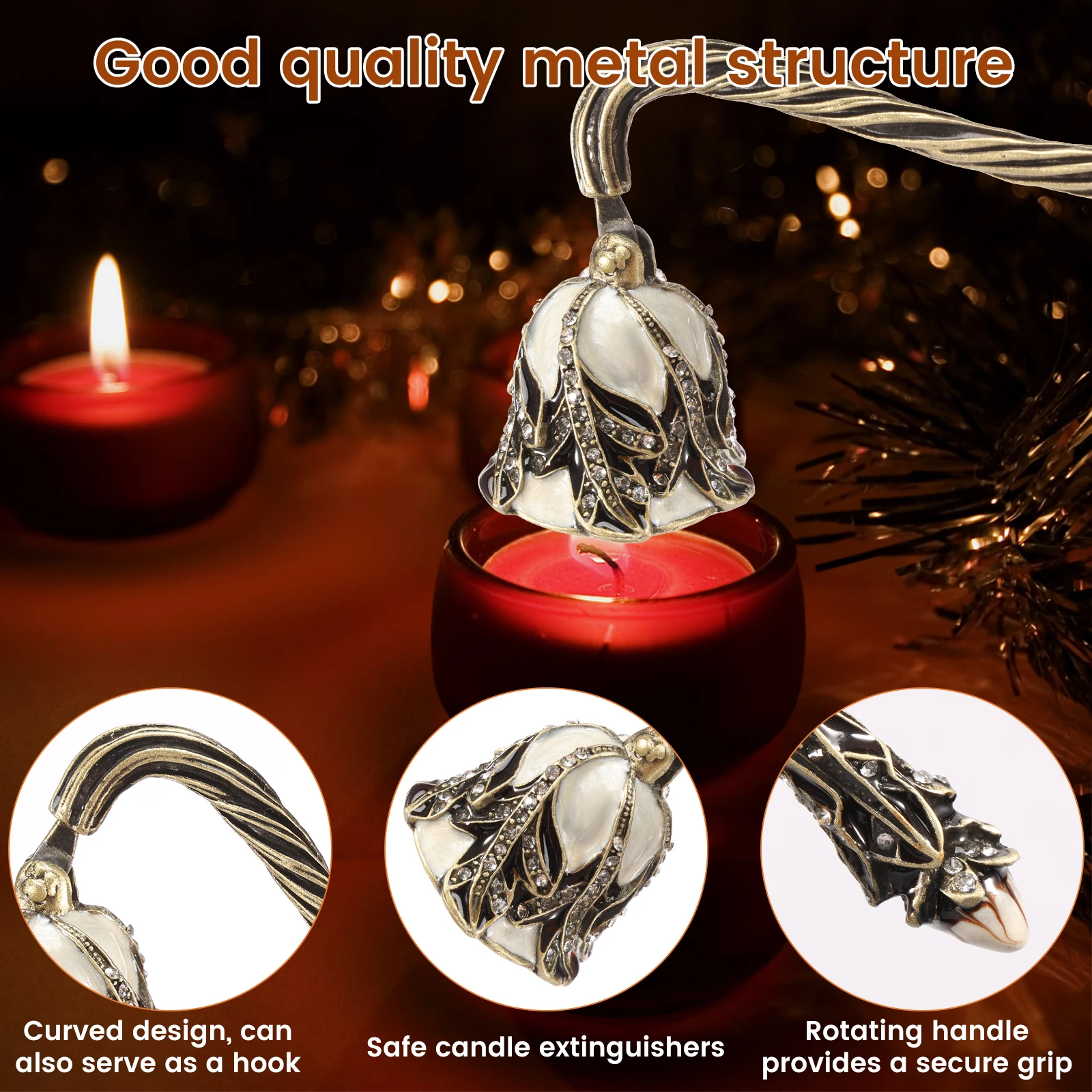 Candle Snuffer Vintage Candle Wick Snuffer with Long Handle Unique Stopper Decorative Extinguisher for