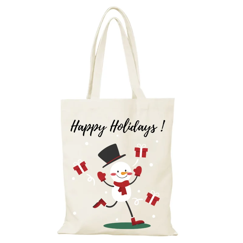 Öko-Tasche Frohe Weihnachten Neue Handtaschen Cartoon Neujahr Geschenk Damen Handtasche Mann Einkaufstasche Canvas Stofftaschen Shopper Frau Einkaufen – Detail 9