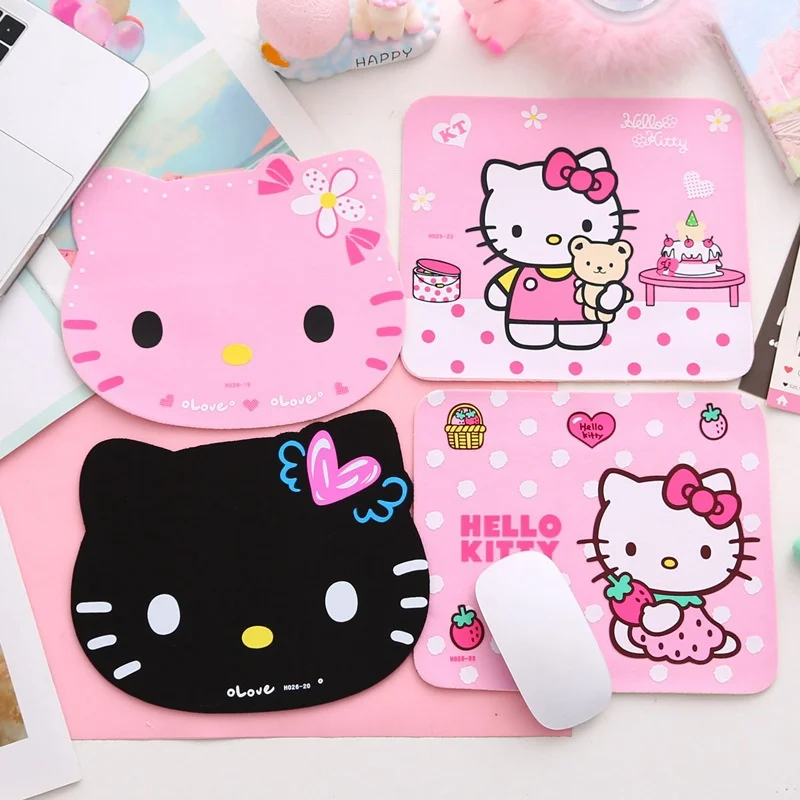 

Kawaii Hello Kitty Mouse Pads Computer MINISO anime Anti-Slip Desk Pad Black Pink Coffee Mats Soft Mouse Pad Girl Birthday Gift