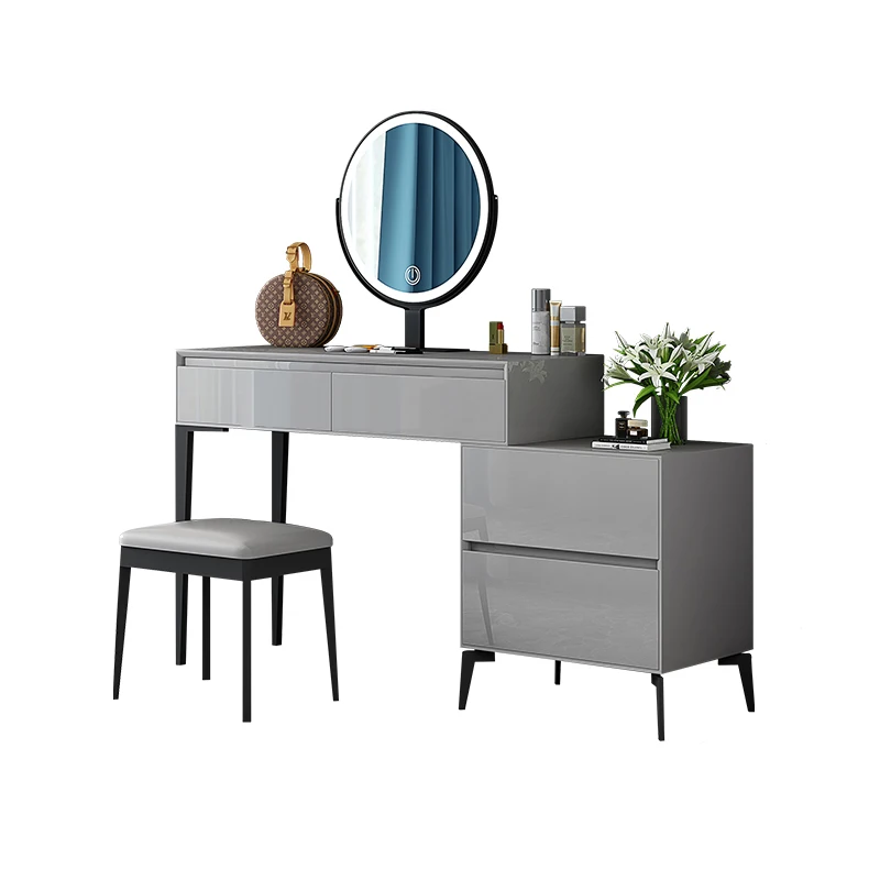 

minimalist light luxury dressing table set bedroom storageintegrated dressing table with LED lightswall mounted dressing table