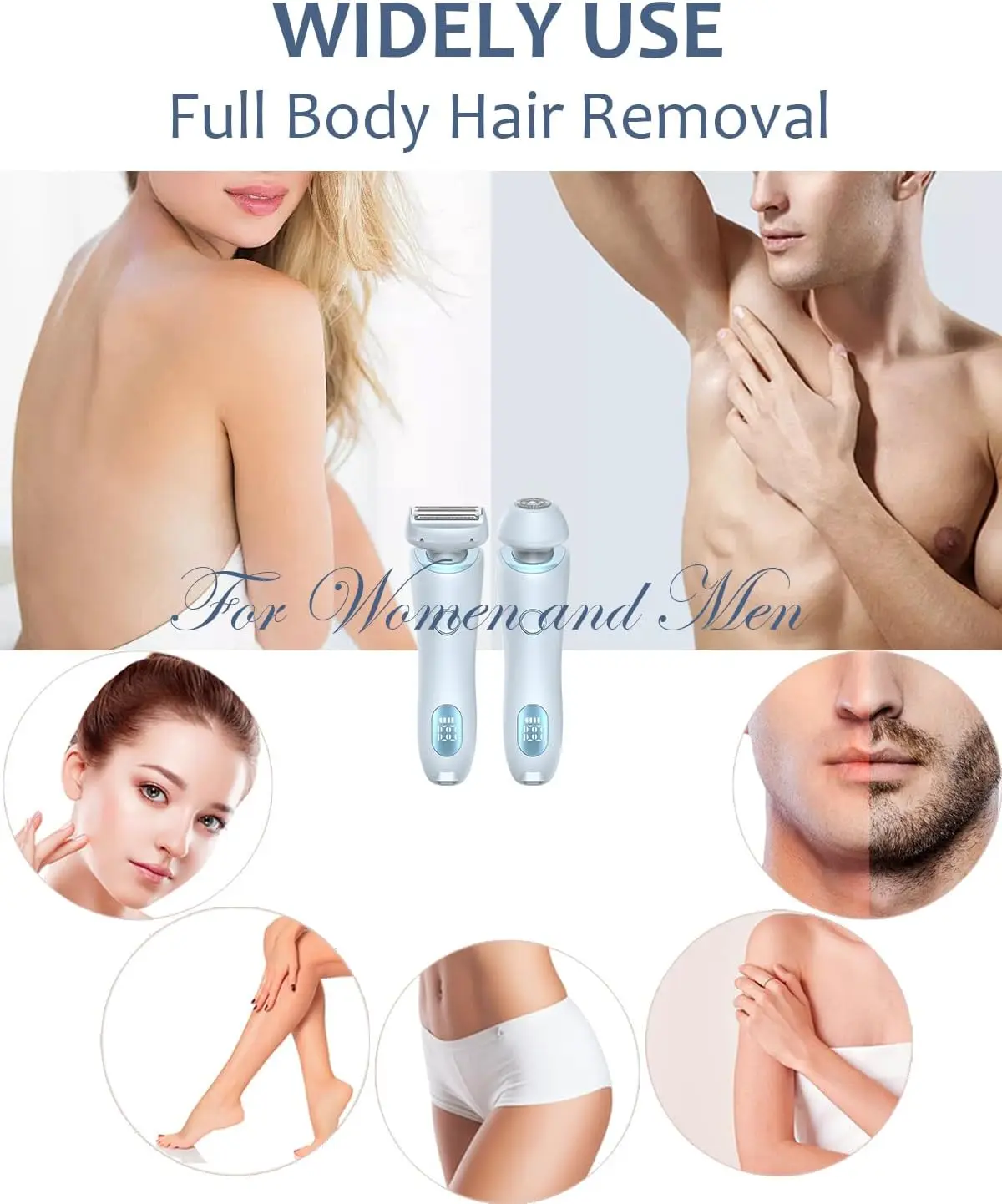 Electric Shaver for Women Painless Lady Razor Facial Hair Remover Wet and Dry Portable Bikini Trimmer for Face Armpit Legs Body