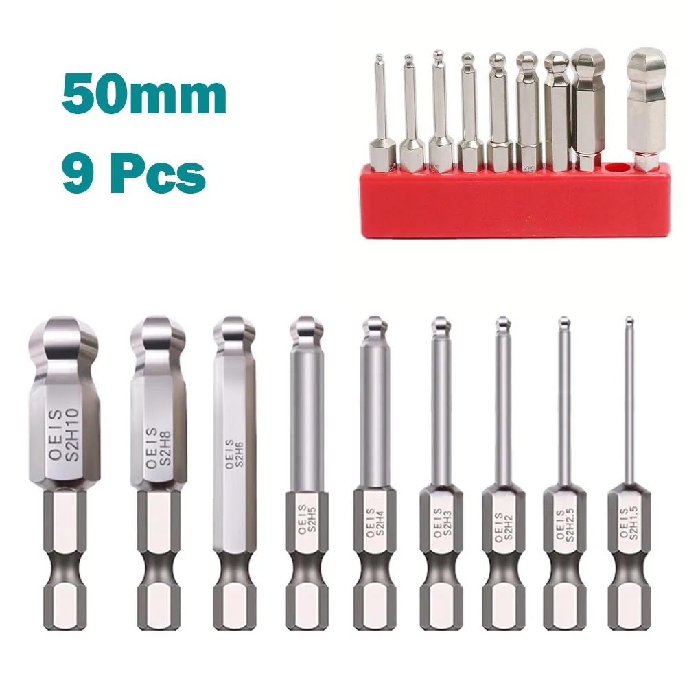 

Magnetic Screwdriver Bit Set with 9 Ball End Hex Head Bits Great for Household Manufacturing and Construction Usage