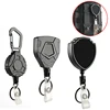 1Pc Retractable Easy-To-Pull Buckle Badge Reel Carabiner Key Chain Anti-Theft Anti-Lost Key Chain with Steel Cord 2