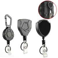 1Pc Retractable Easy-To-Pull Buckle Badge Reel Carabiner Key Chain Anti-Theft Anti-Lost Key Chain with Steel Cord 2
