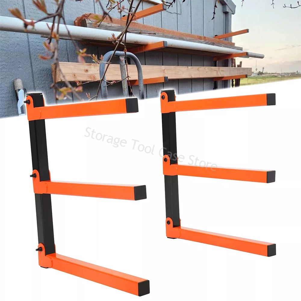 Tool Organizer Wall Mounted Adjustable Wood Organizer Rack 3 Level Lumber Rack Shelf for Workshop Shed Indoor Outdoor Garage Basement