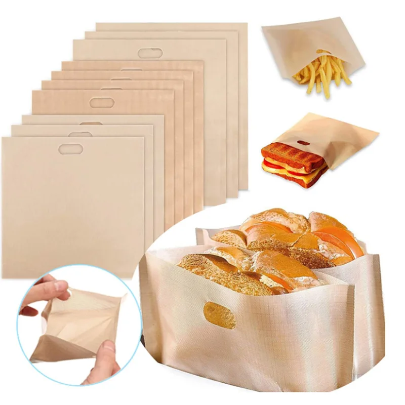 5 Pcs/set Reusable Toaster Bag Sandwich Bags Fiberglass Toast Microwave Heating Non Stick Bread Bag bakery accessories