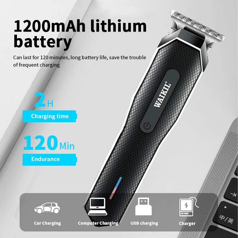 WAIKIL professional men's hair clippers High power hair trimmer USB charging cordless Barber Beard trimmer hair cutting machine 6