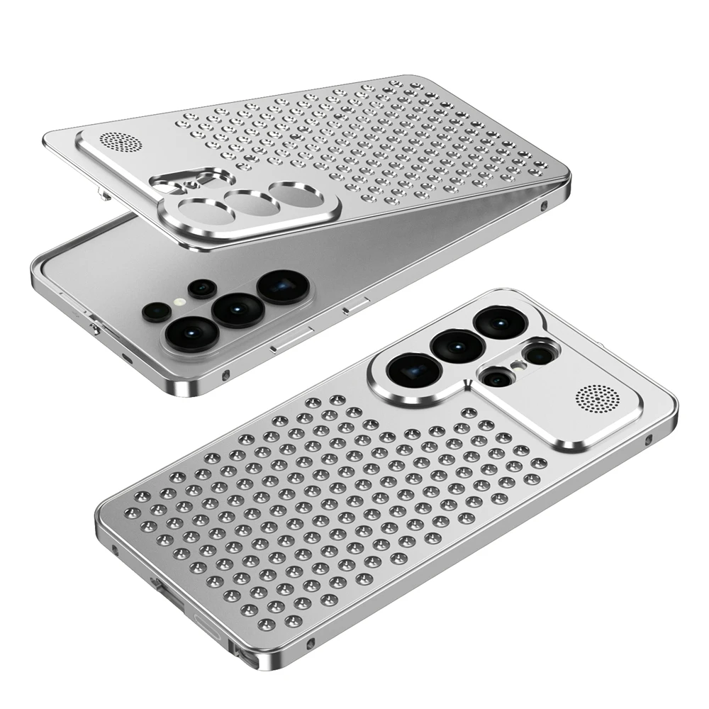 Aluminum Metal Cooling Case with Heat Dissipation and Shockproof Protection - Anti-Fall Design with Camera Protection