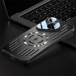 Luxury Hard Metal Heat Dissipation Magnetic Wireless Charging Protective Back Cover for P60 (Black)