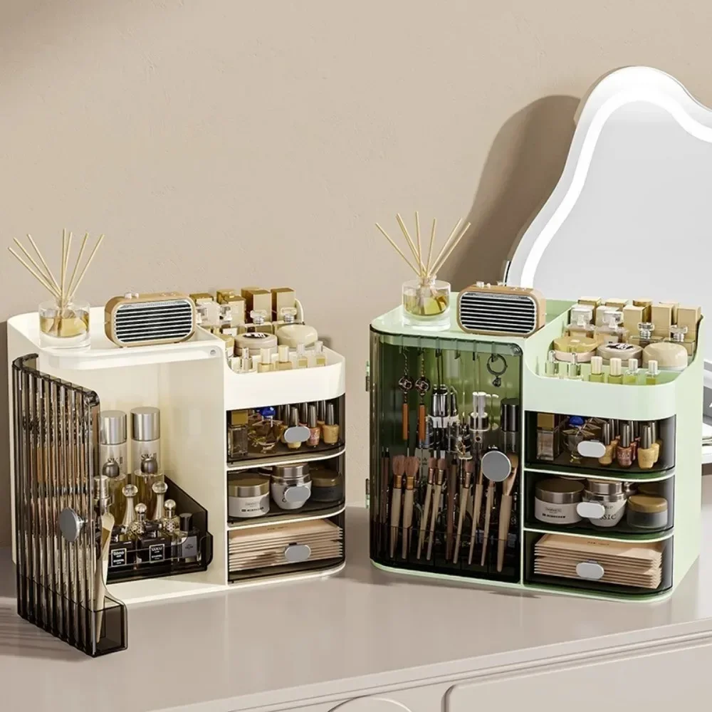Makeup Storage Box Dressing Table Sundries Organizer Case Drawer Style Desktop Cabinet Lipstick Facial Mask Make Up Organizer 3