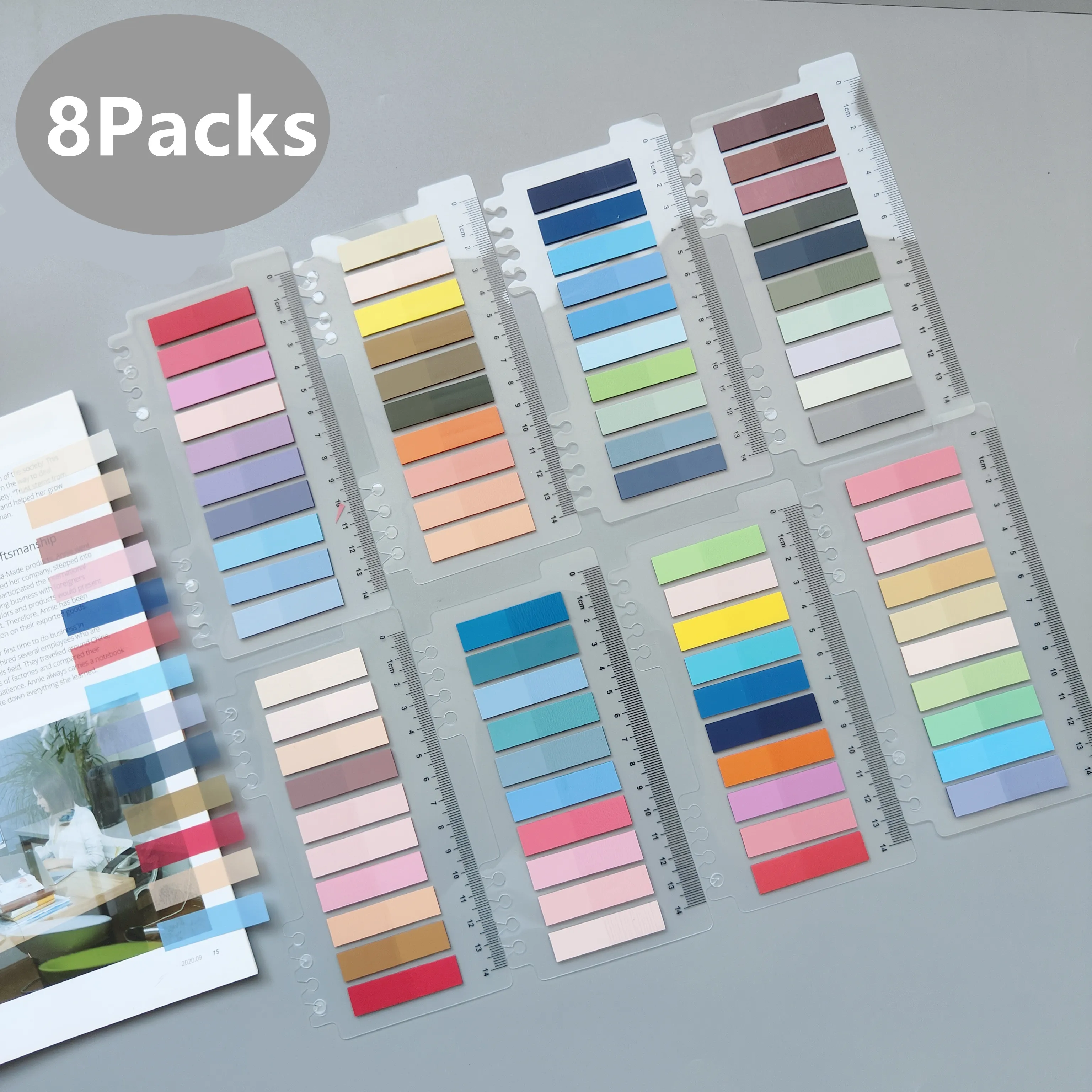 

8Packs/Set Transparent Sticky Notes Self-Adhesive BookMarkers Annotation Reading Book Clear Tab Kawaii Cute Stationery