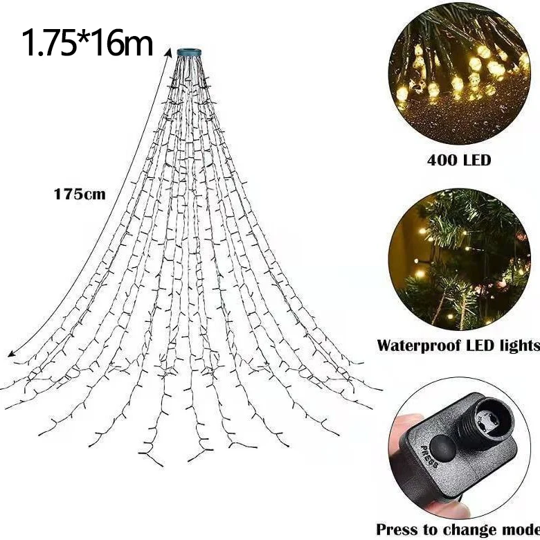 400 LED Christmas Tree Lights Christmas Lights for Indoor and Outdoor Decoration Outdoor Waterfall Lights Christmas Decoration