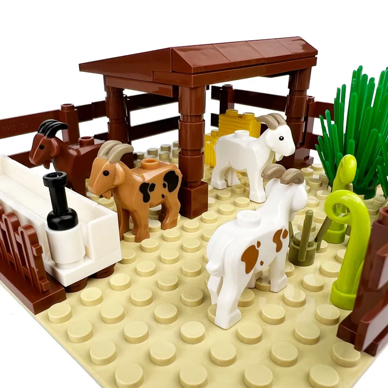 Schaffalte Grasland Langhaarige Schafe Ziege Pigsty Farm Ranch Szenen MOC Bausteine Ziegel Spielzeug Kompatibel Mit LEGO – Detail 9