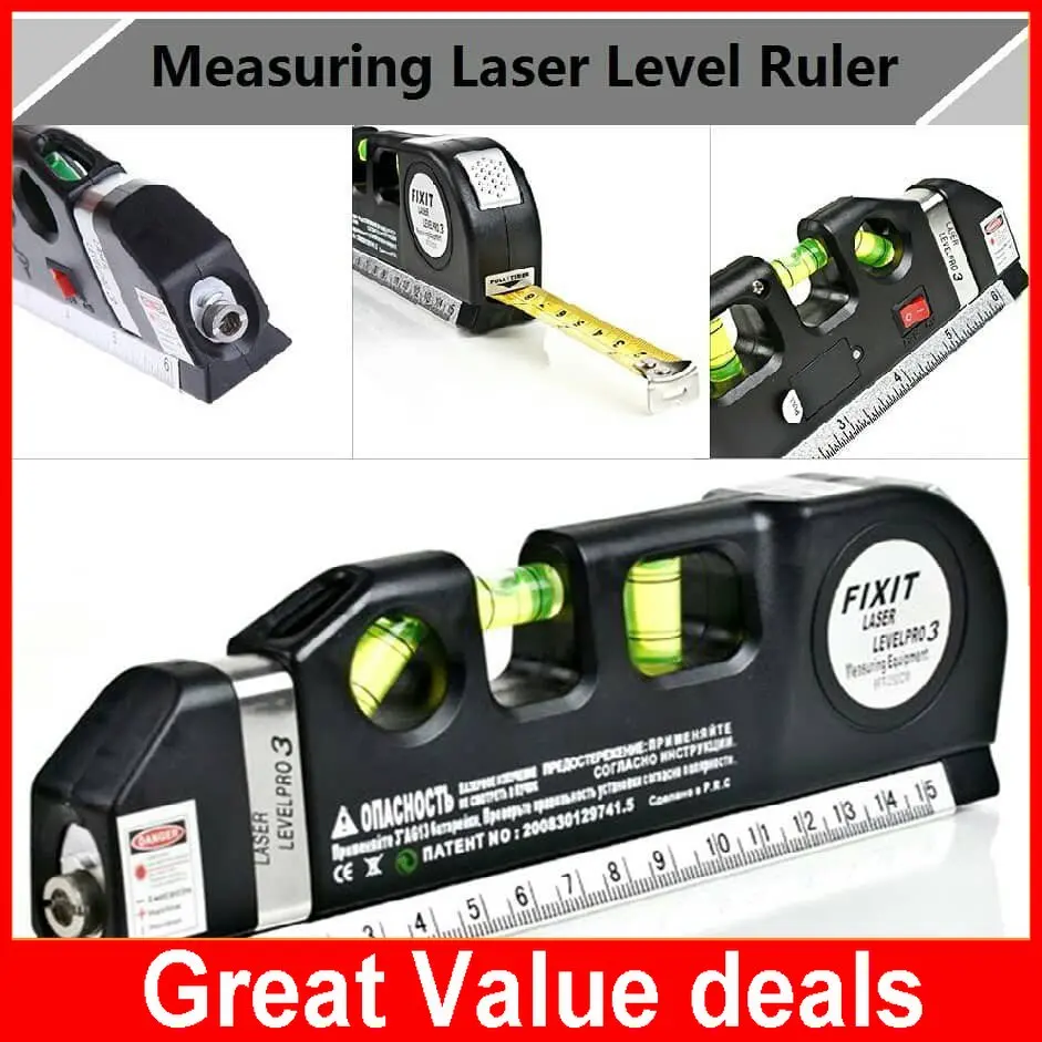 Outil de mesure Laser 4 en 1, comprend une bande de mesures linéaires  impériales et métriques, niveau Laser à infrarouge, bande Laser à lignes  croisées - AliExpress