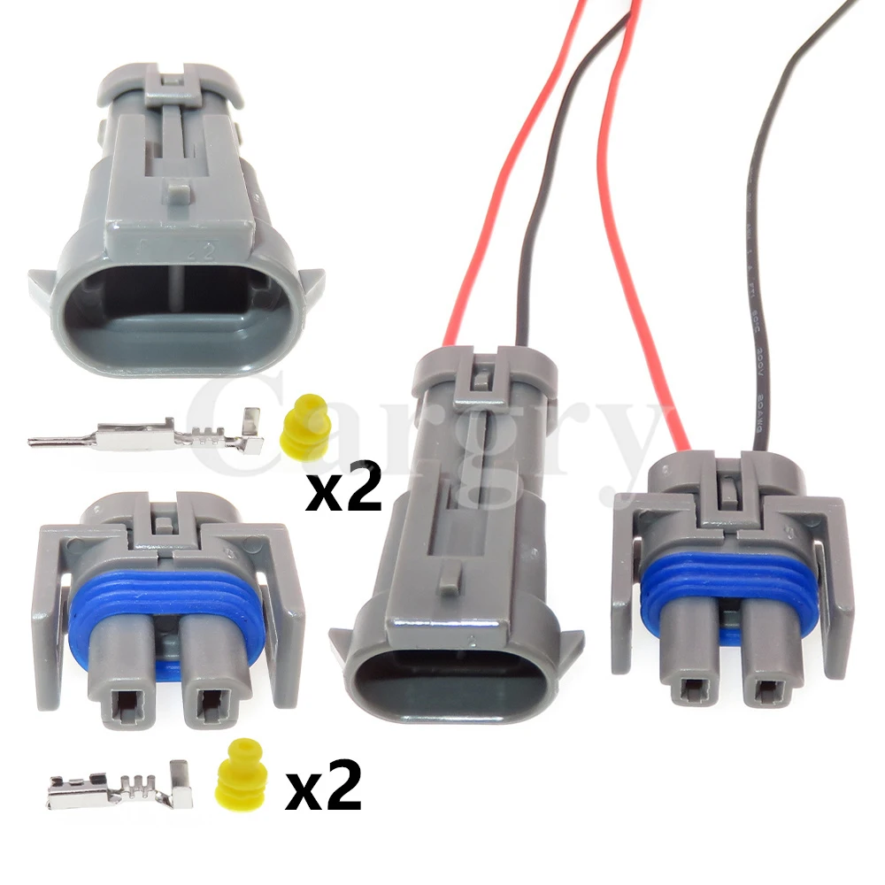

1 Set 2P Car Waterproof Socket For Buick 1J0973702 12162017 Automobile Starter Air Conditioning Electromagnetic Clutch Plug