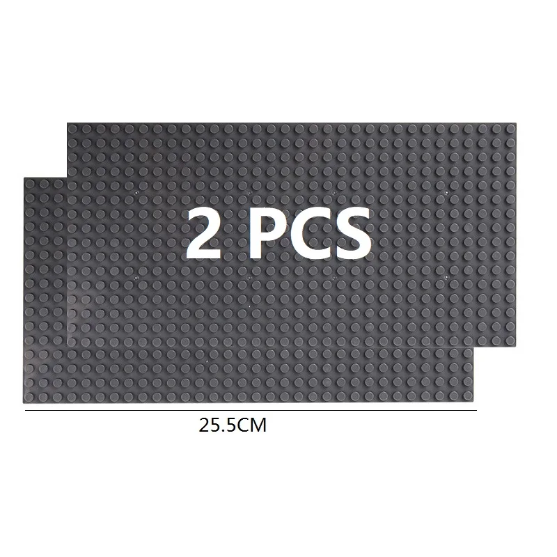 Set of 2 Classic Building Baseplates - Large Plastic Construction Block Bases