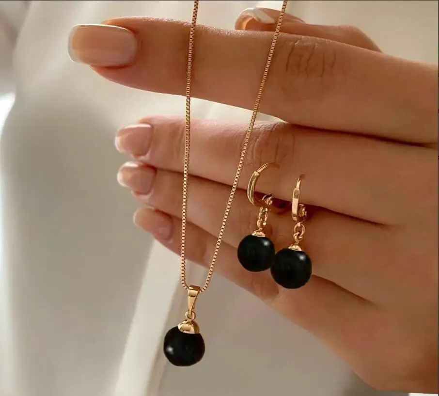 Fashion Pearl Jewelry Set For Women Dangle Earrings Pendant Necklace Simple Dainty Daily Wear Outfit Party Accessories - 5