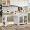 Kitchen Island with Extendable Dining Table,Grain Top Kitchen Island with Power Outlet, Rolling Kitchen Island Cart on Wheels 1