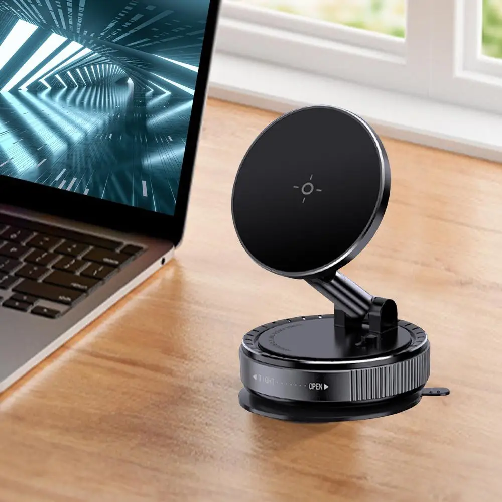 Vacuum Magnetic Car Phone Holder Strong Suction Cup Mobile Phone Holder 360-Degree Rotating Automotive Cellphone Mount