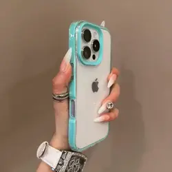 Transparent Candy Color Shockproof Soft Phone Case - 2-in-1 Clear Protective Cover for iPhone 12 Mini (Blue)