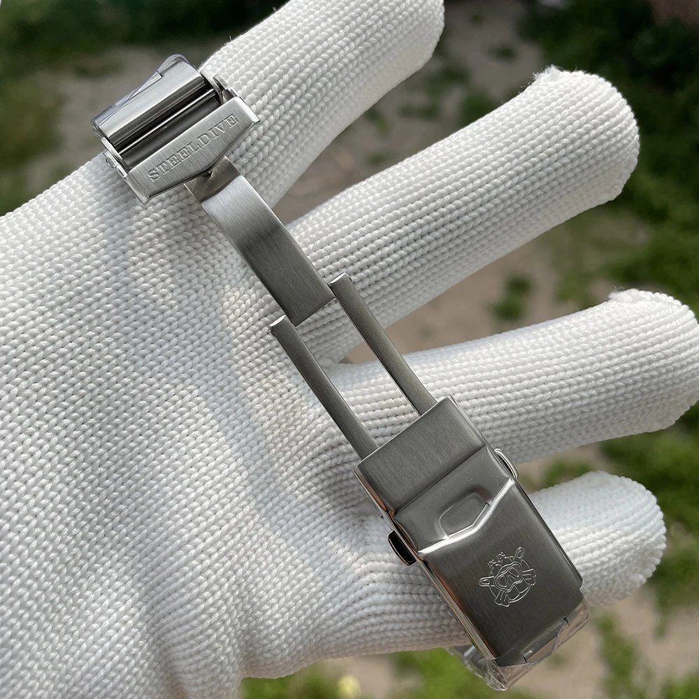 STEELDIVE SD1971 Stainless Steel Replacment Bracelet 20MM Signed Buckle Folding Clasp with Safety