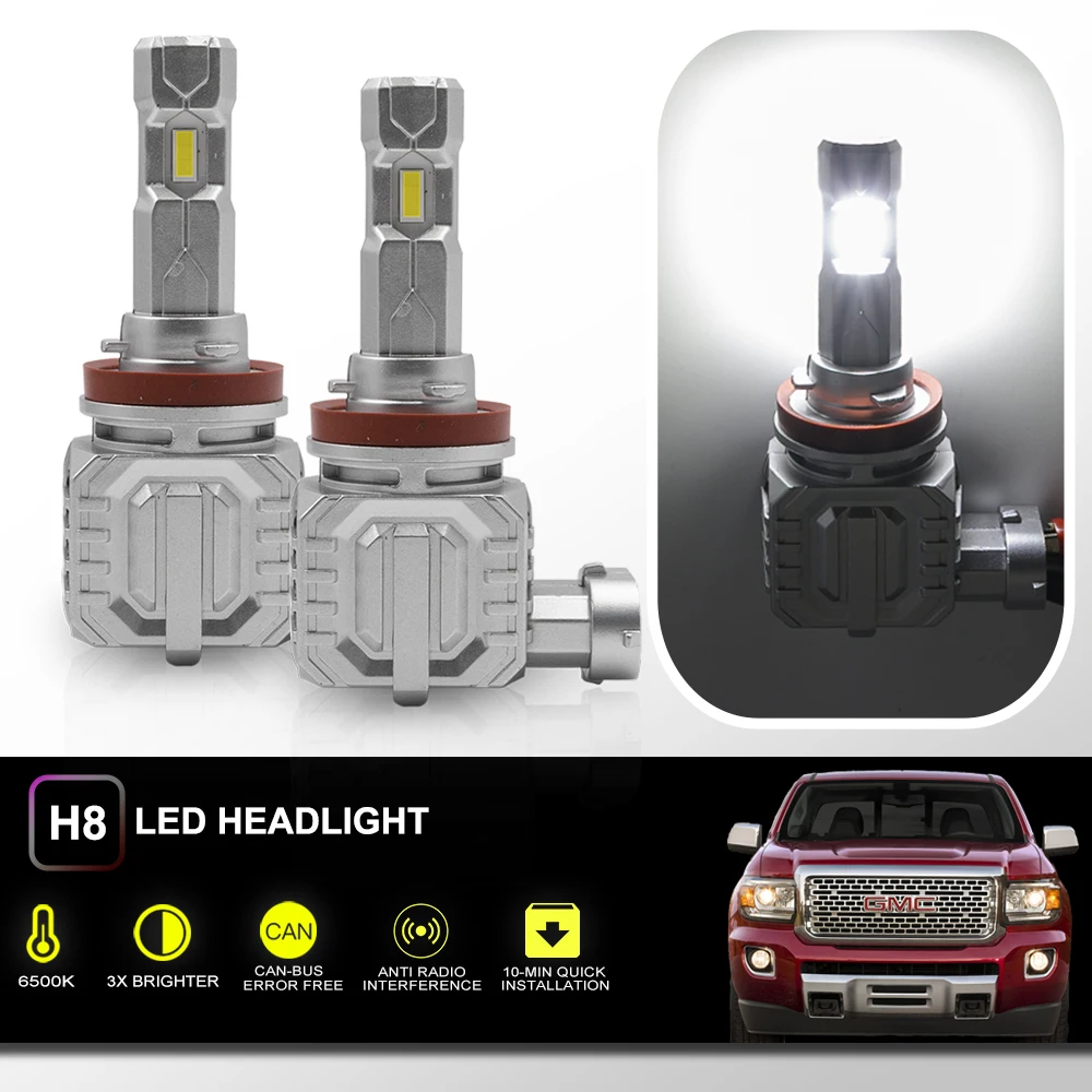 

For Chevrolet Colorado/GMC Canyon 2015-2021 LED H8 Low Beam Bulb Headlamp 25V Canbus Anti Flincker Vacuum Heat Pipe Headlight