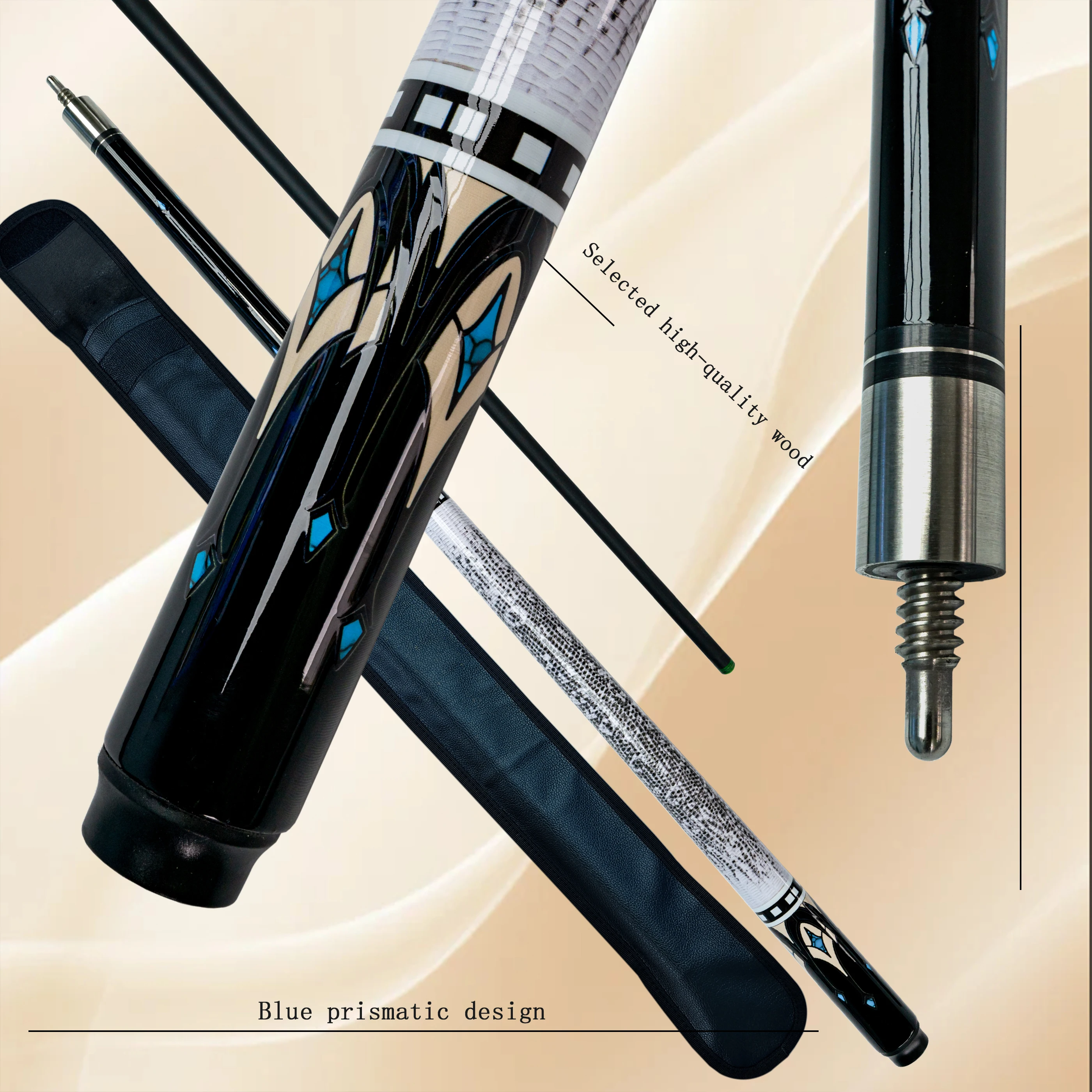 Carbon Fiber Pool Cue with Black Cue Case Lightweight Design Ideal for 9 Ball and Carom 12.5mm Tip