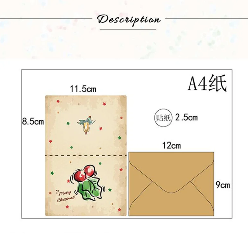 Vintage Merry Christmas Greeting Cards with Envelopes and sticker Holiday Greeting Cards Assortment Christmas Card Set
