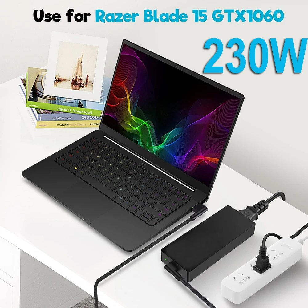 Laptop Carregador Adaptador ac para Razer Lâmina Pro 17 15 Base Avançado 20232023 2023 2023 Gtx1060 Gtx1070 Fonte de Alimentação 230w